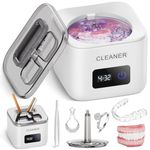 Jooplayer 45kHz Ultrasonic Retainer Cleaner, Professional UV Ultrasonic Cleaner for All Dental Appliances, Jewelry, Two Modes, 200ML Portable Cleaner for Dentures, Whitening Trays, Toothbrush Head