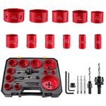 LANER 19PCS Hole Saw Set Cobalt Cutter Set, Bi-Metal Kit 3/4 Inch to 3- 1/4 Heavy Duty Drilling with Mandrels, Adapters, Hex Key for Wood, PVC Board, Aluminum, Metal (19)