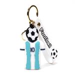 Daiyamondo Cheers on Your Favorite Team With Your Favorite Football Player Jersey 3D Rubber keychain With Long Ribbon - A Vibrant Accessory for Soccer Fans and Collectors (White Jersey)