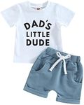 BemeyourBBs Baby Boy Summer Clothes Little Dude T Shirt Elastic Waist Pockets Shorts Set Mothers/Fathers Day Outfit, Dads Little Dude White, 3-6 Months