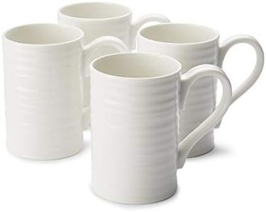 Portmeirion Sophie Conran White Tall Mugs | Set of 4 | 12 Ounce Mugs for Coffee, Tea, and Hot Cocoa | Made from Fine Porcelain | Microwave and Dishwasher Safe