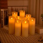 OSHINE LED Candles, Flameless Candles (H5.5 6" 6.5" 7" 8" 9") Set of 9 Real Wax Pillar Flickering Battery Candles With10-key Remote Control Timer 300 Hours (Not Included Batteries)