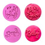 PTaizjjz 2PCS Baby Cookie Stamp Cookie Cutters,Acrylic Round Cookies Cutters,Oh Baby Embosser 3D Design Cookie Embosser for Baking & Decorating