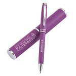 Strong & Courageous Purple Stylish Classic Pen in Matching Gift Case - Joshua 1:9 Bible Verse Refillable Retractable Medium Ballpoint Pen for Journal Planner Writing Note Taking Calendar Agenda