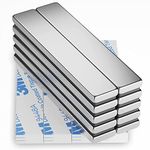 FINDMAG Neodymium Magnets, 10 Pack 60 x 10 x 3 mm Bar Magnets, Strong Magnets for Whiteboard, Magnets Strong, Rare Earth Magnets with Double-Sided Adhesive, Fridge Magnet Bar for Metal Tools, DIY