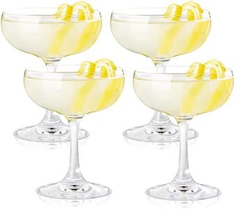 True Coupe Glass, Superb Margarita Daiquiri Manhattan Martini Glasses Drinking Set, Cocktail Party, Home Bar Cart Accessories, 7 oz, Set of 4