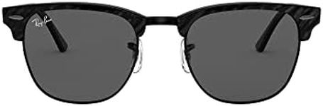 Ray-Ban RB3016 Clubmaster Square Sunglasses, Wrinkled Black On Black/Dark Grey, 51 mm