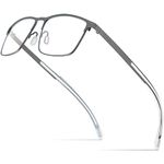 FONEX Titanium Glasses Frame,Men Square Myopia Optical Eyeglass Frame 8521, Grey, 57-17-145