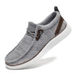 FUJEAK Men's Slip On Loafers Walking Shoes Casual Boat Shoes Lightweight Sports Sneakers for Men Comfortable Breathable Light Gray US 11