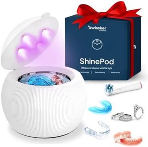 Swissklip ShinePod Ultrasonic Dental Cleaning Pod | Ultrasonic Retainer Cleaner Machine | Mouth Guard Cleaner| Night Guard Cleaner| Aligner Cleaner | Denture Cleaner - White