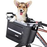 COFIT Detachable Bike Basket, Multi-Purpose Bicycle Front Basket for Pet, Shopping, Commuter, Camping and Outdoor, Upgraded with Pouches Black