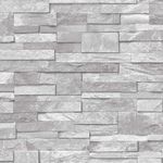 3D Slate Stone Brick Effect Wallpaper Washable Vinyl Natural Grey