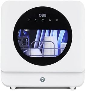 Portable Countertop Dishwasher,6 Washing Programs,2 Water Inlet Methods,3 Spray Arms,Low Noice,High Temperature Drying,Touch Control,Save Water & Easy to Use,for Home, Apartments, RVs