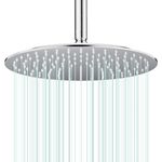 AULEEND Rain Shower Head Round Shower Head, High Flow Stainless Steel Rainfall Shower Head, High Pressure Design (B-Chrome, 12)