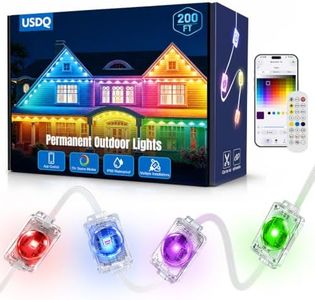 USDQ Permanent Outdoor Lights, 200ft RGBWW Smart LED Eaves Lights with Warm/Cool White, Local Bluetooth App Control IP67 Waterproof Architectural House Exterior Lighting for Daily Accent