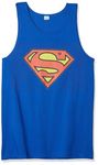 DC Comics Men's Superman Classic Logo Tank Top, Royal, Medium