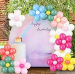 GRAND SHOP Rubber 91 Pcs Daisy Flower Balloons Diy Kit - Groovy Boho Theme Party Decorations, Daisy Flower Balloon Set For Groovy Retro Hippie Birthday, Baby Shower,Wedding Party Supplies, Multicolor