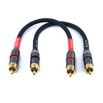 WJSTN-020 RCA to RCA Audio Cable, 1RCA Male to 1RCA Male Stereo Audio Cable Converter, Digital Stereo Audio Cable for subwoofer, Home Theater, high-Fidelity Audio-Double Shielding-2 Pack (6IN)