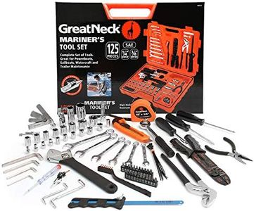 GreatNeck 125 Piece Marine Tool Set, Versatile Boat Tool Kit, Water Resistant Marine Tool Kit Case, Emergency Marine Tool Kit For Boats, Chrome Plated