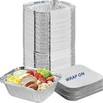 Wrap On 450ml Silver Aluminium Foil Container with Lid Cover for Food Packing, Disposable Foil Paper Containers for Food Pack, Disposal Boxes for Food Parcel, Use and Throw packaging box (Pack of 25).