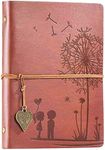 Vintage Leather Journal A5 Notebook, Refillable Embossed Travel Journals Diary A5 Notebooks with Heart Pendant 100 Sheets/200 Pages 80GSM Acid-Free Paper Best Gift Idea (Brown) …