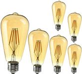 Dimmable ST64 Tear Drop Vintage Edison Retro E27 Screw Base Light Bulb Squirrel Cage Filament Glass Electrical Bulb 6 Pack (ST64 E27 4W pck6)