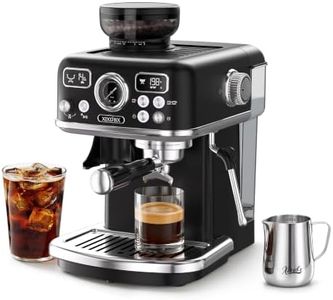 XIXUBX Espresso Machine with Grinder, PID & Programmable Settings, Black