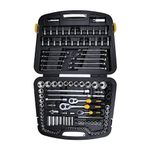 STANLEY 91-931 120-Piece Master Tool Set with Compact Case for Easy Transport & Storage for Home, DIY & Professional Use, 6 Months Warranty, YELLOW & BLACK