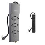 Belkin Power Strip Surge Protector - 12 AC Multiple Outlets & 8 ft Long Flat Plug Heavy Duty Extension Cord for Home, Office, Travel (3,940 Joules) & 6-Outlet Surge Protector with 6-Feet Power Cord