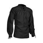 BaronHong Men's Pirate Shirt Viking Steampunk Retro Renaissance Medieval Gothic Victorian Halloween Costume(Black,5XL)