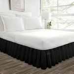 45cm(18") Drop Queen Size Black Ruffled Bed Skirt Split Corner Pleated Style Easy Fit Easy Care Fade & Wrinkle Resistant-Cotton Micorfiber Made