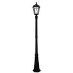 GAMA SONIC GS-98B-S-BLK Royal Bulb Lamp Post Outdoor Solar Light Fixture and Pole, Single, Black, Single Lamp and Post