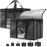 NZ Home Insulated Cooler Bag and Food Warmer (3XL, 2 Pack) for Food Delivery & Grocery Shopping with Zippered Top, Black