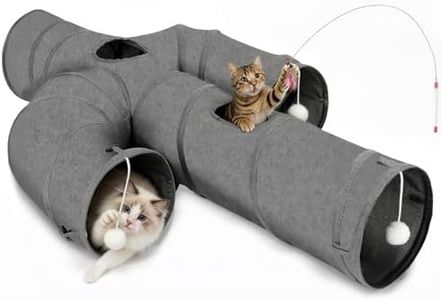 Ownpets Cat Tunnel Large 12 inch Diameter Sturdy Oxford Fabric Cat Tunnel Toy, Cactus Shape Collapsible Cat Tunnels for Indoor Cats,Interactive Peek Hole Pet Tunnel Tube with Cat Wand Toy