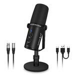 PROAR XLR/USB Dynamic Microphone, PC Computer Microphone for Podcasting, Vocal Recording, Live Streaming, Gaming & Voice-Over, All Metal Professional Studio Mic Kit with Noise Cancelling, USB-C Port