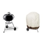 Weber Compact Charcoal BBQ, 57cm, Black & Amazon Basics Kettle Grill Cover