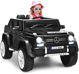 Maxmass Kids Electric Car, Licensed Mercedes Benz 12V Battery Powered Electric Truck with Remote Control, Horn, Music, USB/TF, Lights, 2-Seater Children Ride on Car for 3-8 Years Old (Black)