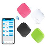 Bluetooth Key Finder, Mini Anti-Lost Smart Tag with Photo Recording and Two-way Alarm Function, Tracker Devices for Android and iOS, Square Design, 4-Pack