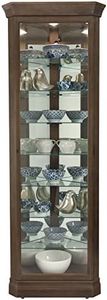 Howard Miller Delia Curio Cabinet - Lockable Slide Door Durable Glass Shelves for Collectibles, Living Room, Office and Entryway with Adjustable Storage Cabinets Auburn Finish