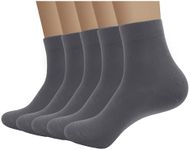 SERISIMPLE Viscose Bamboo Men sock Breathable Sock Quarter Thin Ankle High Sock Comfort Cool soft Sock 5 Pairs (Large,Dark grey)