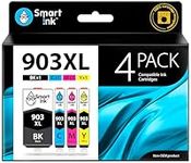 Smart Ink Compatible Ink Cartridge Replacement for HP 903 903XL High Yield 4 Multipack (Black XL & C/M/Y) with Advanced Chip Technology to use with HP Officejet 6950 Officejet Pro 6960 6970 All-in-one