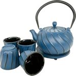 Cuisiland Cast iron teapot with 4 cups 1 Trivet Set (BLUE)