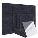 DEKIRU Self Adhevise Acoustic Panels Sound Proof Padding, 12 X 12 X 0.4 Inches High Density Sound Proof Foam Panels Used in Home & Offices ï¼Ë†12 Pack Sesame Blackï¼â€°