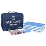 GUSTARIA Chinese Mahjong Set, 1.65'' Large Size Tiles, Mahjongg Tiles Set with 146 Blue Tiles & Portable Carrying Bag (Mah-Jong, Ma Jong)