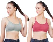 B-SOFT Cotton Medium Impact Sports Bra For Women | Daily Use | Non-Wired | Non-Padded | Seamless Bra | Full Coverage | Suitable For Gym,Yoga,Workout-36 (Rest & Light Green)