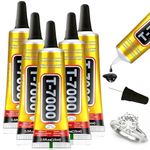 T7000 Black Glue for Phone Repair, 5 Pcs Multipurpose Super Adhesive Glue, Industrial Glue for Cell Phone Screen Repair, Glass, Wood, Crafts, Metal (15 ml/0.5 oz)