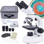 MAXLAPTER Compound Binocular Microscope, 40X-1000X Biological Binocular Microscope with Microscope Slides, Storage Bag, Phone Adapter, Microscope for Adults Kids Students Home School Education Use