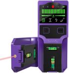 SUNMAY Stud Finder Wall Scanner - 7 in 1 Stud Detector Center Finder for Wood Metal AC Wire Joist Pipe Detection, Electronic Stud Sensor with Laser Level, LCD Display, Bubble Level & Ruler