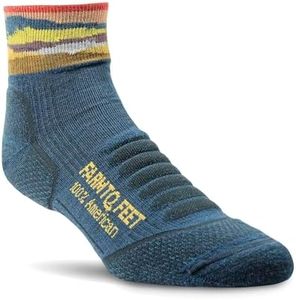 Farm to Feet Max Patch Light Cushion Technical 1/4 Crew Merino Wool Socks, Denim Blue Heather, Medium