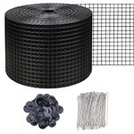 6in X 100ft Solar Panel Bird Guard,Solar Panel roof Protection net 1/2inch Mesh PVC Black Vinyl Coated Galvanized net 70 Fastener ClipsUsed for Bird,Animal Control